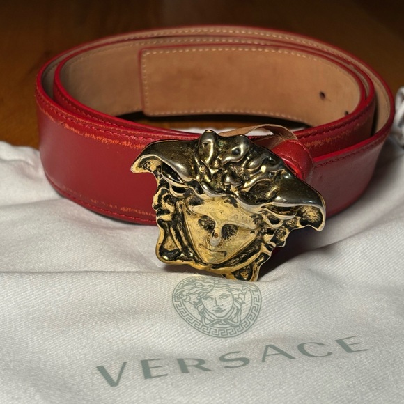 Versace Red Leather 3D Medusa Belt 🔥 - Picture 1 of 8